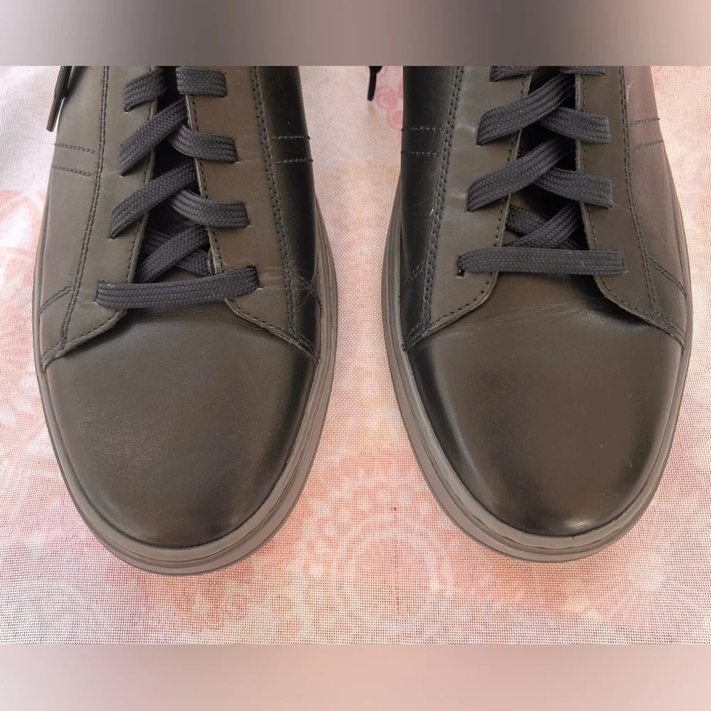 Geox Respira Low Top Leather Black Grey Size 12.5 Sneakers Lace Up EUC Men’s